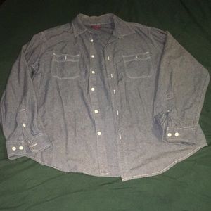 Unisex Men L Womens oversized L denim button down